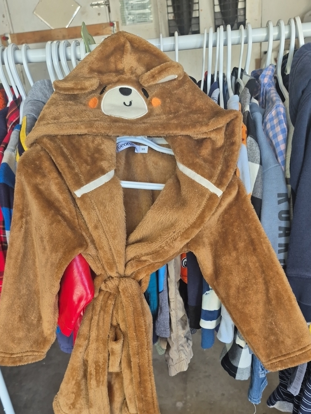 George Plush Brown Bear Hooded Robe for Toddlers